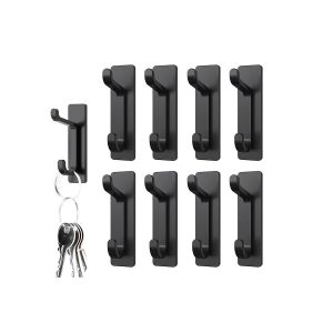 Lot de 8 crochets muraux doubles auto-adh&eacute;sifs pour cuisine, salle de bain et placard - Neuf