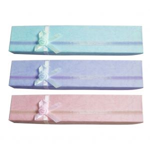 Boite De Rangement Rectangulaire Pour Colliers Et Bijoux, 4 X 125 Cm, Avec Noud Decoratif, Coffret Cadeau - Neuf