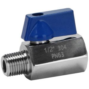 Vanne à bille 1/2 pouce 304 Mini vanne à bille en acier inoxydable femelle et mâle NPT idéale pour le débit de douche C - Neuf