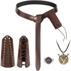 Trahoo-Medieval Costume Viking Homme Ceinture Medievale Femme Vintage Bourse Accessoire Fourreau D'épée De Chevalier Anneau Collier Deguisement Pirate Pour Fête Elfe Sorcière Cosplay Renaissance Hall - Neuf