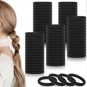 100pcs Élastiques À Cheveux Noirs,Élastiques À Cheveux Sans Couture Porte-Queue De Cheval Élastiques À Cheveux Extensibles - Neuf