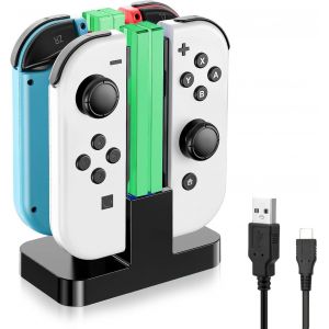 Chargeur Manette Switch, Chargeur Joycon Switch, Chargeur Joystick pour Nintendo, Chargeur Pouvant Charger Jusqu'&agrave; 4 Mini Joysticks Switch en M&ecirc;Me Temps - Neuf