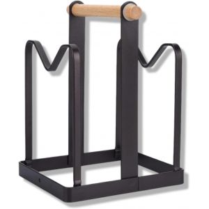 Chenquansarl-Support Planche A Decouper, Range Couvercle Casserole Porte Couvercle Support Porte Assiette Support De Poêle En Métal Avec Manche En Bois Pour Cuisine Organisateur - Neuf