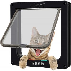 Fchhk-Chatière Pour Chat, Chatière Verrouillable À 4 Voies Pour Chat, Petit Chien, Facile À Installer Et À Utiliser(M,Noir) - Neuf