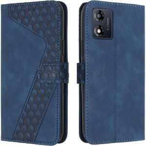 Case For Motorola Moto E13 4G, Premium Pu Leather Wallet Phone Case [Magnetic Clasp] [Card Slots] Flip Case For Moto E13 4G (Blue) - Neuf
