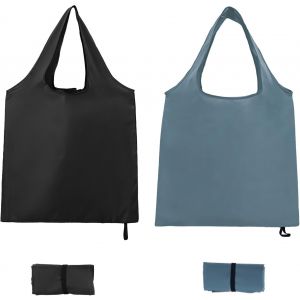 SJZG-Lot De 2 Petits Sacs D'&Eacute;picerie R&eacute;utilisables, Sacs De Courses Pliables En Toile, Sac De Courses Pliable, Sac De Rangement Noir Et Gris, Pliable Dans Une Pochette, Sacs D'&Eacute;picerie Lavables, - Neuf