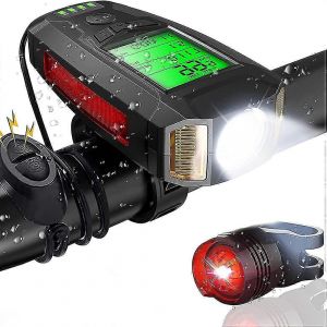 Ensemble D'éclairage De Vélo À Led Avec Compteur De Vélo Rechargeable - Neuf