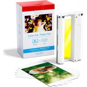 NouvelHorizonstore-Papier Photo 10x15 Rechange Canon Selphy cp1500 CP1300 CP1200 CP910 CP1000 1 Cartouche D'encre et Papier Photo KP-36IN 3115B001(AA) Compatible avec Imprimante Canon Selphy CP, A6 ( - Neuf