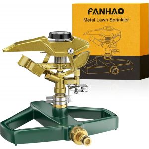 Ulteronixshop-Arroseurs Pour Jardin &Agrave; Impact Puls&eacute; Avec Base En M&eacute;tal, Arroseur Circulaire &Agrave; Impulsion En Zinc 100% M&eacute;tal R&eacute;glable Pour Pelouse Et Cour, Couvre Jusqu'&agrave; 540 M&sup2;, Couverture &Agrave; 360 Degr&eacute;s - Neuf