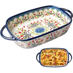 SUBZONAL-Plat &agrave; gratin rectangulaire en c&eacute;ramique avec poign&eacute;es, fonctionnalit&eacute; vintage, pour cuisine et table &agrave; manger (double poign&eacute;e, 23,5 x 13 x 5 cm) - Neuf