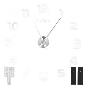 HJLIAN Horloge murale a monter soi-meme, kit innovant d'autocollants miroir en acrylique pour salon et chambre a coucher, argent - Neuf