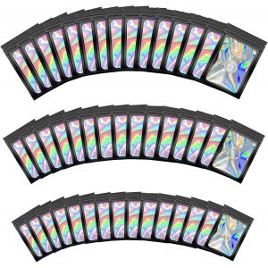 Kal-Pochon 130 Pièces Holographique Et Noir 7x10cm,8x13cm,10.5x15cm Mylar Ziplock Bags Sachet Refermable Zip Imperméables Pochon Zip Holographique Pour Les Collations Et Les Bijoux - Neuf
