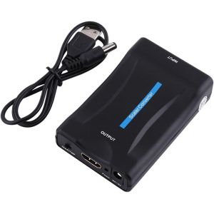 Adaptateur Scaler Convertisseur Audio Vidéo Péritel vers HDMI Compatible avec HDMI1.4,Prise en Charge de la Sortie 720p/1080p,avec Câble USB - Neuf