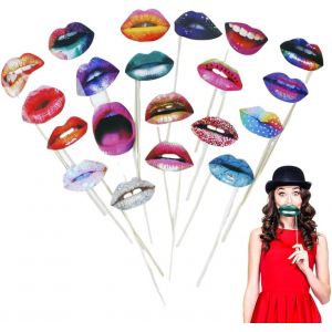 20 Pi&egrave;ces Accessoires Photo Booth Dr&ocirc;les L&egrave;vres Et Bouches Pour Selfies - D&eacute;corations De Mariage,Anniversaire,Carnaval,Halloween Et F&ecirc;tes De Fin D'&Eacute;tudes - Neuf