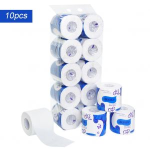Hjlian Lot De 10 Rouleaux De Papier Essuie-Tout En Pate De Bois Indigene, 3 Couches, Pour La Salle De Bain Et La Maison - Neuf