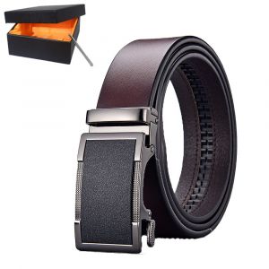 Hommes Ceinture, Ceinture En Cuir Pour Homme, Réglable Brun Automatique De Ceinture De Boucle De 3,5 Cm*115cm (Boîte Incluse), Ceinture En Cuir D'affaires, Hommes, Cadeaux De Noël, Idée Cadeau - Neuf