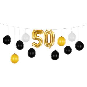 SJZG-Guirlande De Ballons 50 Ballons 50E Anniversaire 50 Ans Guirlande De Ballons Dorés Décoration D'Anniversaire 50 Ans Noces D'Or Or, Noir, Blanc, 3 Variantes Diy - Neuf