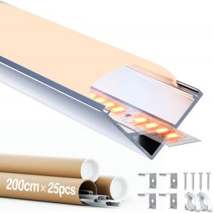 Profile Alu Pour Ruban Led 2 M Profil&eacute; Aluminium Led - Canal Aluminium V-Forme Pour Ruban Led, Profil&eacute; Alu Avec Couvercle Blanc Laiteux, Embouts Et Clips De Montage (Sl09, 25*2m([Rub9222647] - Neuf