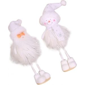 2 Pi&egrave;ces D&eacute;corations De No&euml;l Poup&eacute;e En Peluche Poup&eacute;es P&egrave;re No&euml;l Poup&eacute;e De No&euml;l D&eacute;coration De No&euml;l Fen&ecirc;tre Coton Cadeau Blanc D&eacute;corations De No&euml;l - Neuf