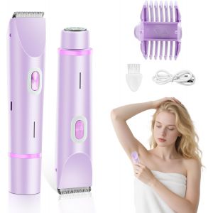 Kalanka-Rasoir Electrique Femme, Tondeuse Femme Intime Double Tête 2 En 1 Tondeuse Bikini Femme, Rechargeable Tondeuse Électrique Epilateur, Étanche Rasoir Pour Visage Aisselles Jambes Bras (Violet) - Neuf