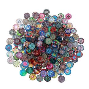 Ultnice 200pcs 14mm Mixte Rond Mosa&iuml;que Carreaux Pour L'artisanat Fournitures De Mosa&iuml;que De Verre Pour La Fabrication De Bijoux - Neuf
