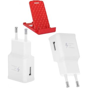 LORANKA-Paquet de 2 chargeurs USB, Adaptateur de Bloc d'alimentation Chargeur Rapide adaptatif pour Samsung Galaxy S20 S10 S9 S8 S7 S6 A13 - A16 A35 et Autres Smartphones, avec Support pour Smartphon - Neuf