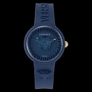 Montre Versace - Mixte - Ve6g00623 - Bracelet En Silicone Bleu - Etanche 5 Bar - Neuf
