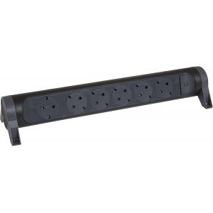 , 694548 6 Way Rotating Power Strip Wall Or Table Mount, Led On/Off Switch, Wireless, Black/Dark Grey - Neuf