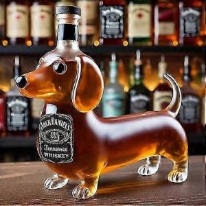 Bouteille de whisky teckel, bouteille de whisky amusante, bouteilles de vin en verre avec statue de teckel, carafe decorative teckel, pour bar, maison, bureau - Neuf
