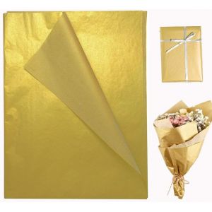 50 Feuilles De Papier De Soie M&eacute;tallique, Papier D'emballage Cadeau Dor&eacute; 35,6 X 50,8 Cm Pour Mariage, Anniversaire, D&eacute;coration De F&ecirc;te D'anniversaire Et Loisirs Cr&eacute;atifs - Neuf