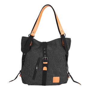 Sac a main multifonctionnel en toile pour femmes et filles, sac a bandouliere grande capacite, sac a dos noir - Neuf