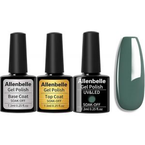 (Base & Top Coat + Un Vernis) Vernis Semi Permanent À Vernis Ongles Semi Permanent Gel Uv Led Nail Art Soak Off Manucure (7.3ml/Pc Lot De 3) 90545 - Neuf