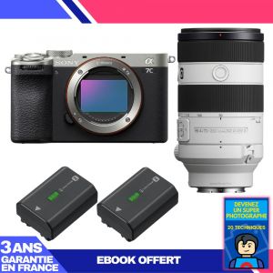 Boitier Sony A7C II Silver + FE 70-200mm f/4 Macro G OSS II + 2 Sony NP-FZ100 + Ebook 'Devenez Un Super Photographe - Neuf