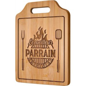 Eryi-Cadeau Parrain - Idee Planche À Découper En Bambou Gravée, Cadeau Anniversaire Parrain, Cadeau Homme Cuisine Original Utile - Neuf