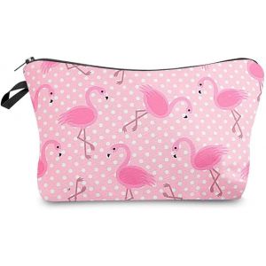 Petite trousse de maquillage flamant rose pour sac à main, jolie trousse à cosmétiques, trousse de rangement portable, trousse de toilette, trousse de beauté, trousse de voyage pour femmes (rose) - Neuf