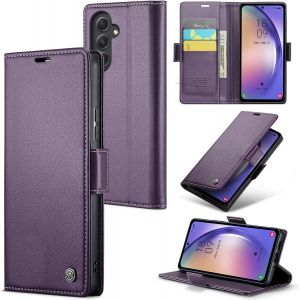 Maa-Coque Pour Samsung Galaxy A54 5g, Étui Housse En Rfid Protection Premium Pu Cuir Portefeuille Rabat Case Magnétique Stand Antichoc, Étui Case Pour Samsung Galaxy A54, Violet - Neuf