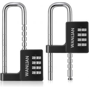 Cadenas &agrave; combinaison &agrave; 4 chiffres, anse de 1,9 cm de long, &eacute;tanche, pour casier d'&eacute;cole, casier de gym, rangement de moraillons, cl&ocirc;ture, portail, glaci&egrave;re, &eacute;tui (noir, 1 pi&egrave;ce) - Neuf