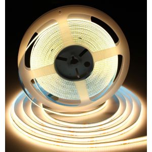 Ruban Led Cob 24v 10m Blanc Chaud 6000k, Dimmable Haute Densit&eacute; Cri93+ Bande Lumineuse Led Avec Adaptateur, Flexible D&eacute;coupable Bande Led Pour Tv R&eacute;tro&eacute;clairage, Armoire, Chambre, Cuisine - Neuf