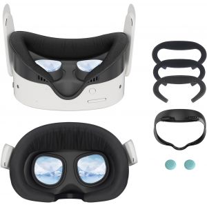 MEVRONISSHOP-Lot de 3 masques faciaux pour Oculus Quest 3s &iquest; Interface faciale &eacute;largie, coussinet de visage en soie glac&eacute;e, coussin facial en cuir synth&eacute;tique, tissu en maille de rechange, ensemble d - Neuf