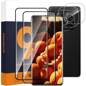 Kal-Lot De 2 + 2 Films De Protection D'écran En Verre Blindé Pour Xiaomi Redmi Note 14 Pro Plus 5g, Dureté 9h, Résistant Aux Rayures, Verre De Protection Pour Appareil Photo, Bords 3d - Neuf
