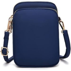 KALANKA-Sacs Bandoulière Femme Petit Sac Téléphone Portable Crossbody Mini Pochette Nylon Portefeuille sac à Main Sangle Sacoche Étui Universel pour iPhone 14 13 11 Samsung S23 Xiaomi Bis zu 7" Bleu - Neuf