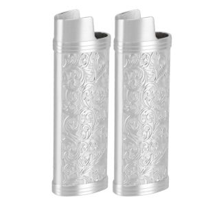 ERYI-Étui À Briquet Au Design Botanique Vintage En Alliage De Zinc Pour Briquet Bic J6, Taille Complète, Coque De Protection Avec Ajustement Sûr, Argenté - Neuf