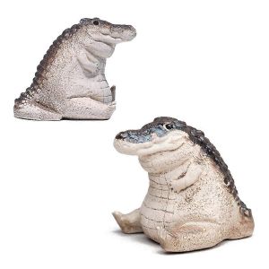 Petite Statue Alligator Ornements Cour Animal Alligatore Statue - Neuf