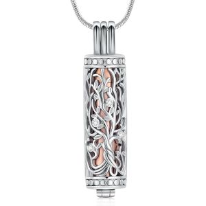 Trahoo-Collier Avec Pendentif Urne Funéraire Avec Fiole Cylindrique Creuse - Bijou Funéraire Pour Cendres - Pour Homme Et Femme - Neuf