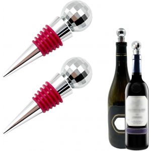 Checarzhn--No1-2 Bouchons Disco Pour Bouteille De Vin,Bouchon De Bouteille De Vin Réutilisable Avec Boule Miroir Disco,Bouchon En Silicone Pour Conserver La Fraîcheur Du Vin,Pour Le Vin Le Champagne - Neuf