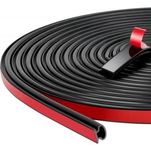 6m (L) joint fenetre isolation,joint d'étanchéité en forme de D autocollant pour l'isolation des cadres de portes et des fenêtres (Noir,10mm¿W¿×6mm(T)) - Neuf