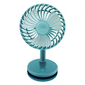 HJLIAN Ventilateur de bureau a double pales, mini ventilateur USB pliable a 2 tetes pour bureau etudiant 049, rond, bleu clair - Neuf