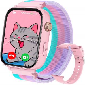 Montre Connect&eacute;e Enfant 4G GPS, Smartwatch T&eacute;l&eacute;phone pour Filles Gar&ccedil;ons avec Appel Vid&eacute;o SOS Podom&egrave;tre Mode Classe, Montre Cadeau pour Enfants 5-12 Ans (Noir) - Neuf