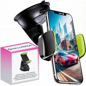 ASFASFq-Support Telephone Voiture Ventouse Tableau de Bord Pare Brise Compatible avec Les Smartphones jusqu'a 7,6"" Rotation a 360&ordm; Positionnement Horizontal et Vertical Reglage Universel - Neuf