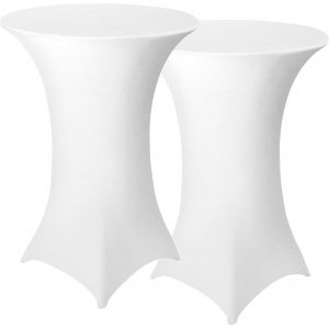 Mevronisshop-Lot De 2 Housses De Table &Agrave; Cocktail Int&eacute;gr&eacute;es En &Eacute;lasthanne, Coins Carr&eacute;s, Pour F&ecirc;te, Banquet, &Eacute;v&eacute;nement De Mariage, Exposition, Ext&eacute;rieur (Blanc, Diam&egrave;tre 80-85 Cm) - Neuf